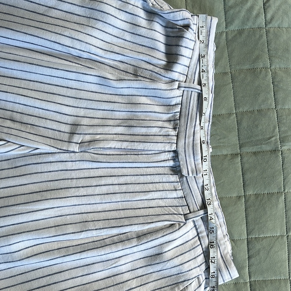 Abercrombie& Fitch Linen Blend Tailored Straight Pant LONG White Stripes 16/33L - Picture 12 of 12